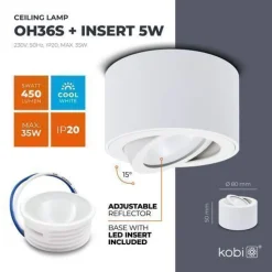 Aufbauspot OH36 Deckenleuchte RUND Farbe WEIß Deckenstrahler Aluminium IP20 LED