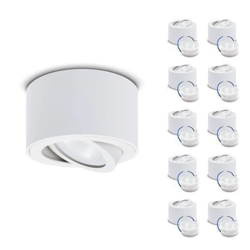 Aufbauspot OH36 Deckenleuchte RUND Farbe WEIß Deckenstrahler Aluminium IP20 LED