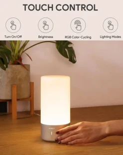Aukey LT-T6 LED Nachttischlampe Berührungssteuerung 360° Dimmbar Touch-Tischlampe