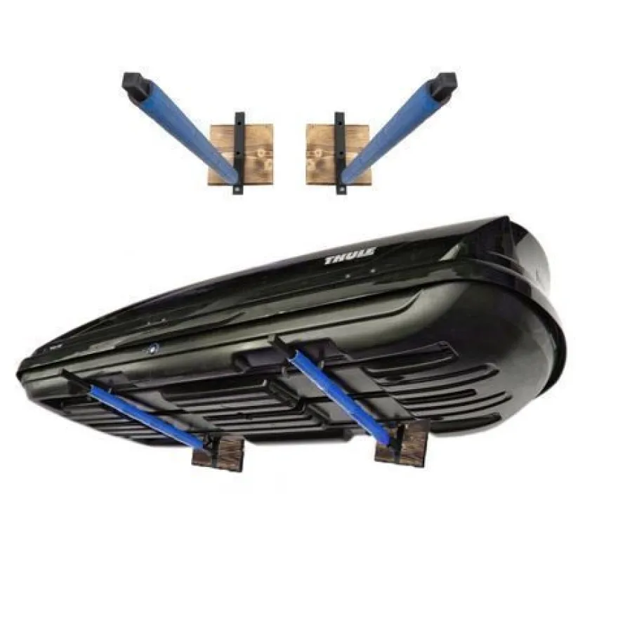 Auto Dachbox Wandhalterung Dachboxhalter WSB.O blau 82 cm für Garage Stahl Holz 10175