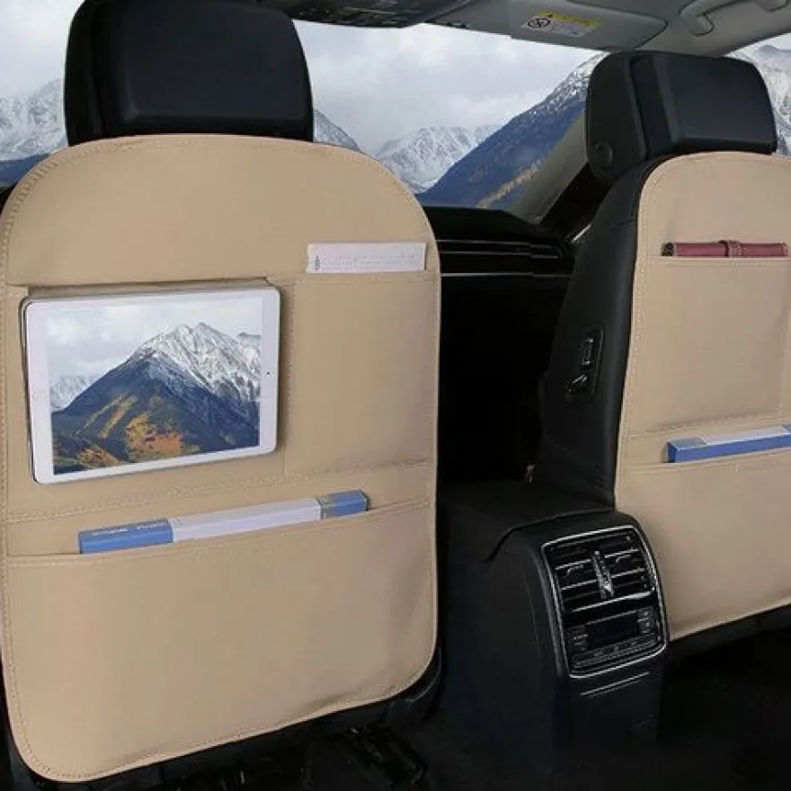 Autositz-Rückenlehnen-Organizer, Sitzbezug, beige