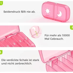 AUVON 7-Tage Tablettenbox für Morgens & Abends, 2 Fächer pro Tag