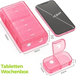 AUVON 7-Tage Tablettenbox für Morgens & Abends, 2 Fächer pro Tag