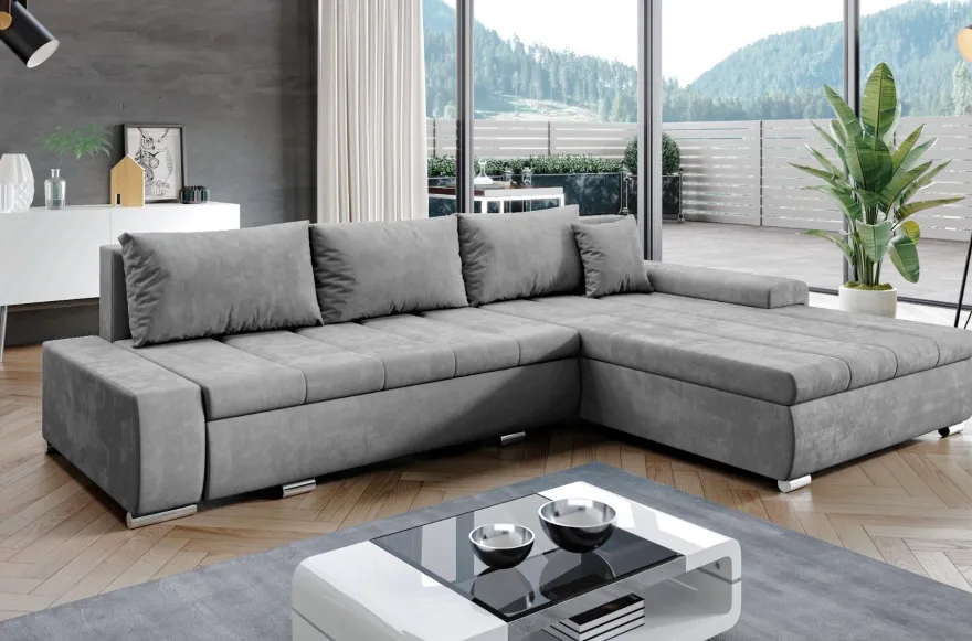 AX LIVING Eckcouch mit Bettfunktion Tunceli Grau - 297 cm breit Modern