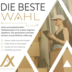 AX LIVING Ecksofas groß Ferrande 317 cm - Sofa schwarz mit Schlaffunktion & Struktur