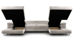AX LIVING Sofa U Form mit Schlaffunktion - Arborio U 352 cm in Weiß
