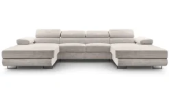 AX LIVING Sofa U Form mit Schlaffunktion - Arborio U 352 cm in Weiß