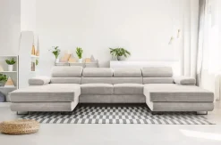 AX LIVING Sofa U Form mit Schlaffunktion - Arborio U 352 cm in Weiß
