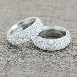 Ayoiow Edelstahl Ring Herren 8mm mit Zirkon Silber Ehering Größe 70