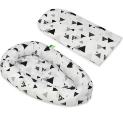 Babynest - Babynest - 0-8 Monate - 100% Baumwolle - 82x54cm - mintfarbene Dreiecke