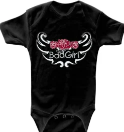 Babystrampler mit Print – Bad Girl – 08396 schwarz - 6-12 Monate