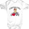 Babystrampler mit Print – Firefighters Love– 08372 weiß - 12-18 Monate