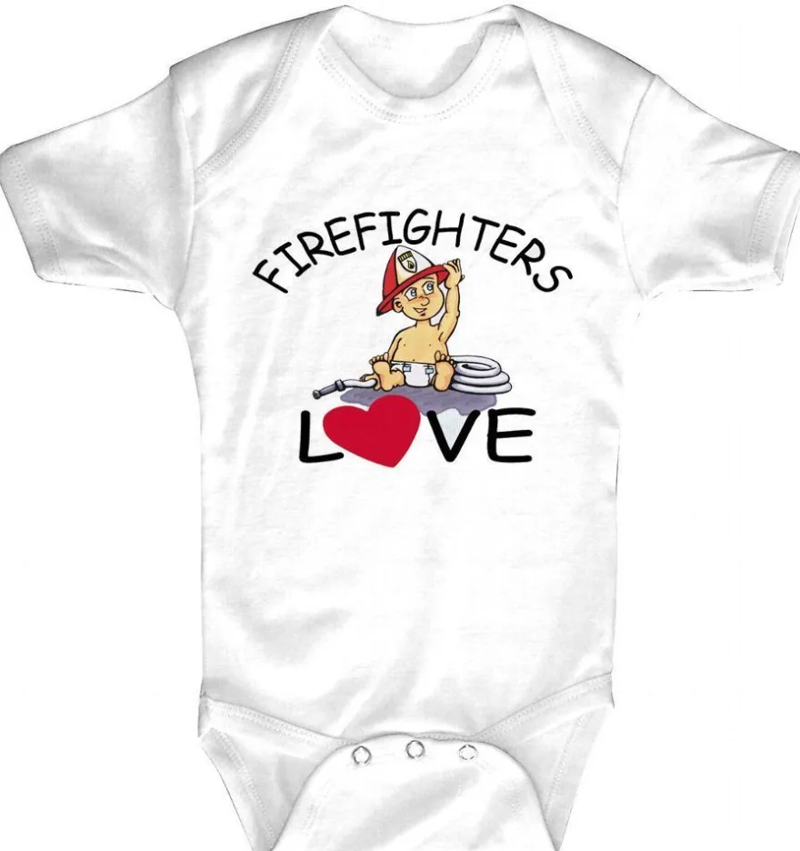 Babystrampler mit Print – Firefighters Love– 08372 weiß - 12-18 Monate