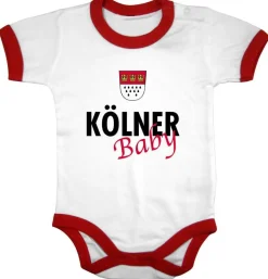 Babystrampler mit Print - Kölner Baby - 08324 weiß-rot - Gr. 0-24 Monate