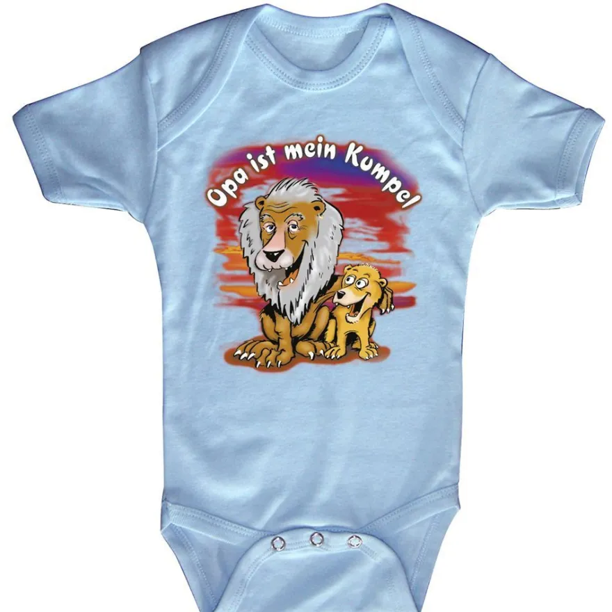 Babystrampler mit Print - Opa ist mein Kumpel - 08315 versch. Farben Gr. hellblau / 6