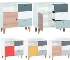 Babyzimmer Kinderzimmer Komplett COLIN Set A Schrank Wickelkommode Bett 70x140 Regal