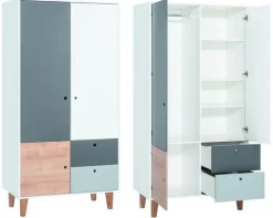 Babyzimmer Kinderzimmer Komplett COLIN Set A Schrank Wickelkommode Bett 70x140 Regal