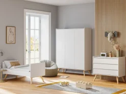 Babyzimmer Kinderzimmer komplett VIENNA Set B weiß eiche Schrank Kommode Bett