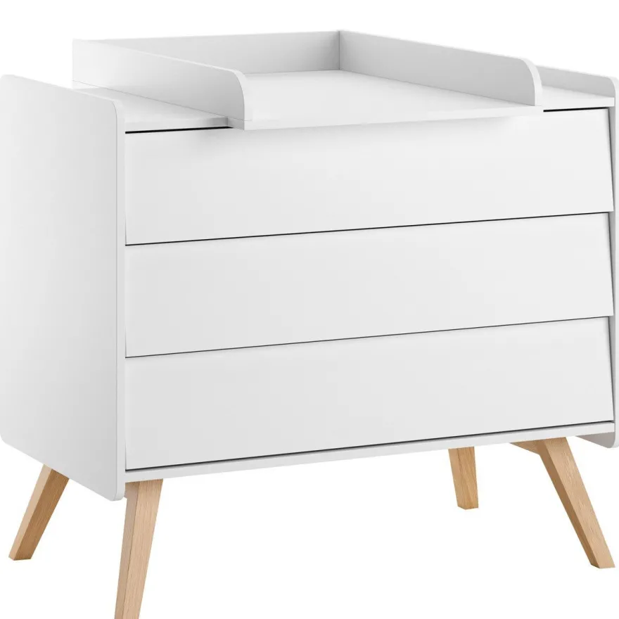 Babyzimmer Kinderzimmer komplett VIENNA Set B weiß eiche Schrank Kommode Bett