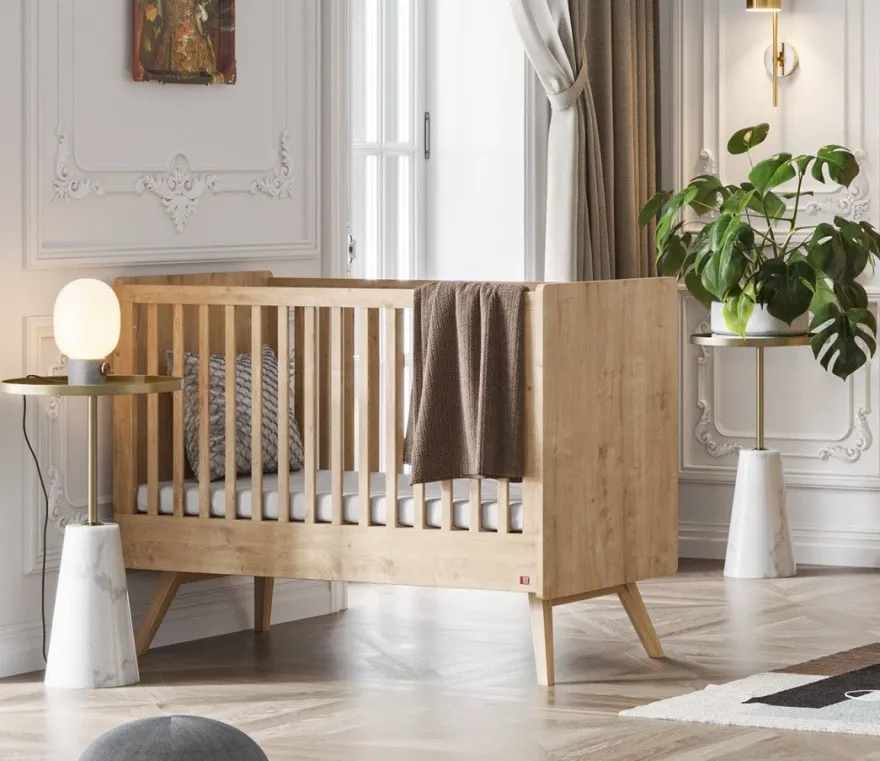 Babyzimmer Kinderzimmer komplett VIENNA Set B weiß eiche Schrank Kommode Bett
