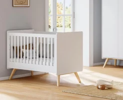 Babyzimmer Kinderzimmer komplett VIENNA Set B weiß eiche Schrank Kommode Bett