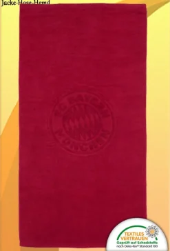 Badetuch FC Bayern München Strandtuch Duschtuch Rot Bordeaux Logo Gr: 140x70cm NEU