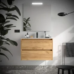 Badezimmermöbel BALTIC 900 2 Schubladen EICHE AFRIKA + Waschtisch + Spiegel