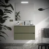 Badezimmermöbel BALTIC 900 2 Schubladen GREEN SATIN + Waschtisch + Spiegel