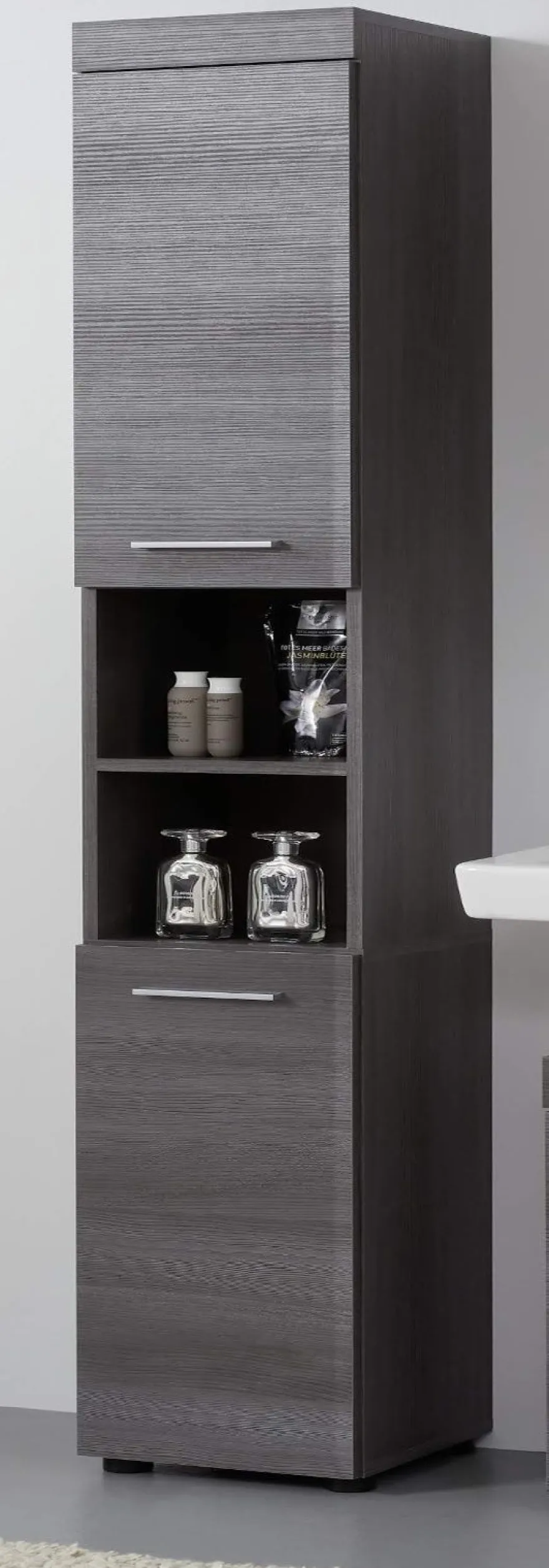 Bad Hochschrank Badschrank grau Sardegna Badezimmer Schrank Runner 30 x 190 cm