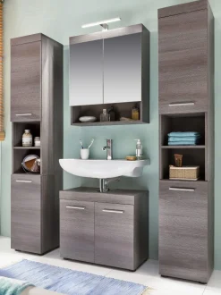 Bad Hochschrank Badschrank grau Sardegna Badezimmer Schrank Runner 30 x 190 cm