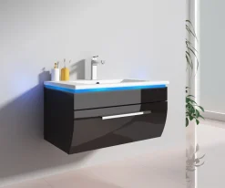 Badmöbel-Set Unterschrank Waschtisch Gäste-WC 60 cm 70 cm 90 cm weiß schwarz