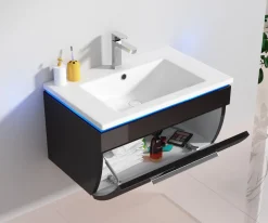 Badmöbel-Set Unterschrank Waschtisch Gäste-WC 60 cm 70 cm 90 cm weiß schwarz