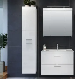 Bad Spiegelschrank weiß 3 Tür 80 cm Badspiegel Badezimmer Spiegel Schrank Devon