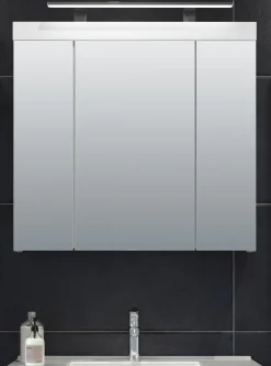 Bad Spiegelschrank weiß 3 Tür 80 cm Badspiegel Badezimmer Spiegel Schrank Devon
