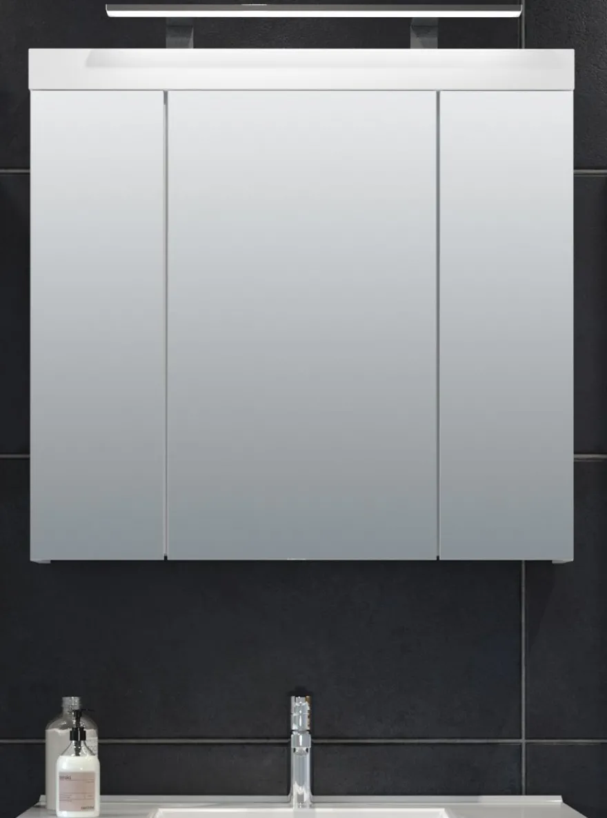 Bad Spiegelschrank weiß 3 Tür 80 cm Badspiegel Badezimmer Spiegel Schrank Devon