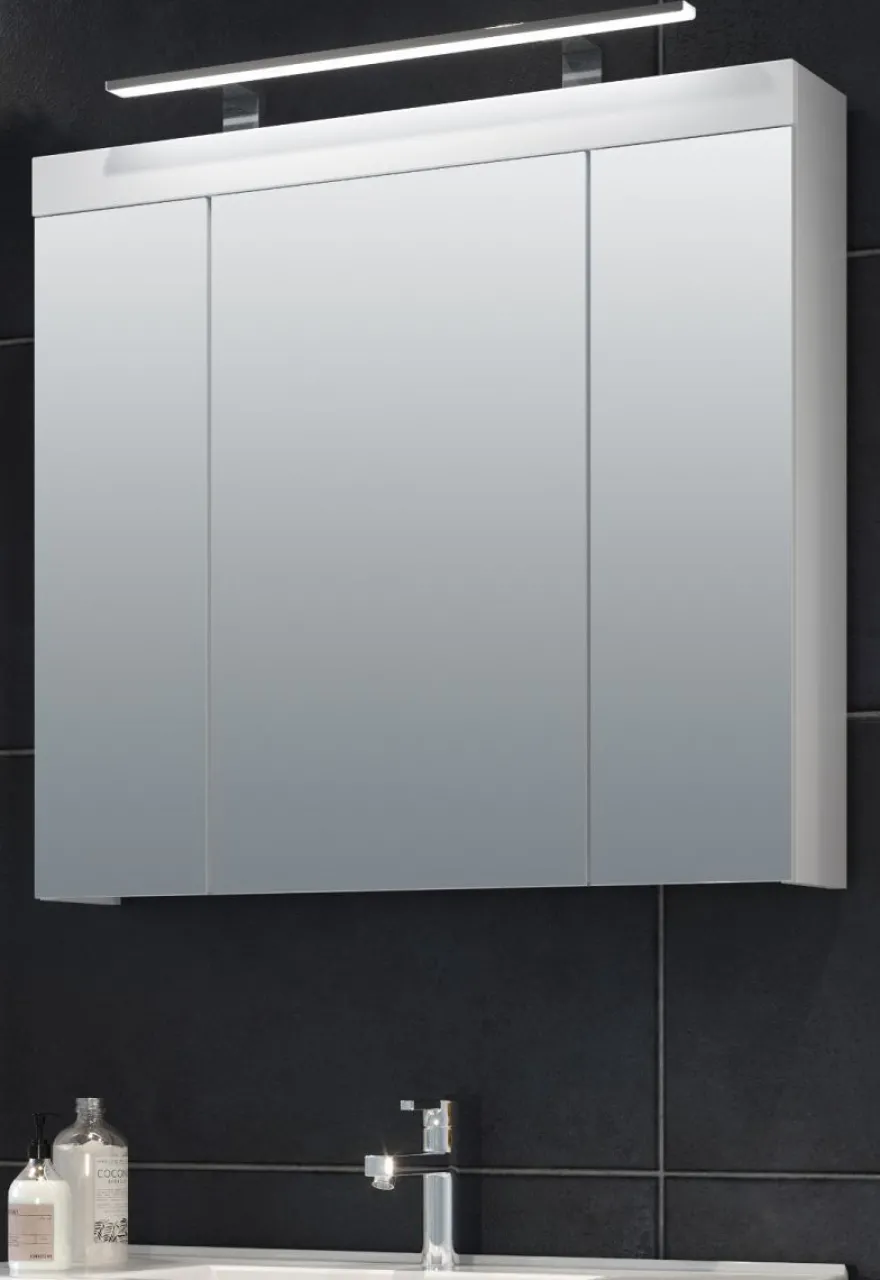 Bad Spiegelschrank weiß 3 Tür 80 cm Badspiegel Badezimmer Spiegel Schrank Devon