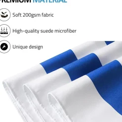BAGAIL Strandtuch Mikrofaser XXL 180x90cm Blau Streifen - Schnelltrocknend