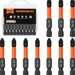 Baidets Pro PZ2 Schrauber Bit Set, 10 Stück, 50mm Länge, 1/4
