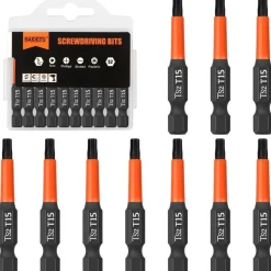 Baidets Pro T15 Torx Schrauber Bits - 10 Stück, 50mm, 1/4