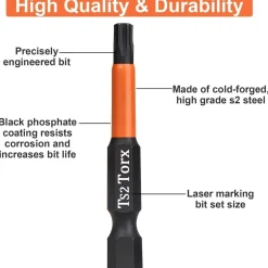 Baidets Pro T15 Torx Schrauber Bits - 10 Stück, 50mm, 1/4