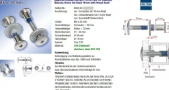 Balkonschrauben-Set M5 x 30 mm V2A TRESPA Edelstahl A2 Schrauben