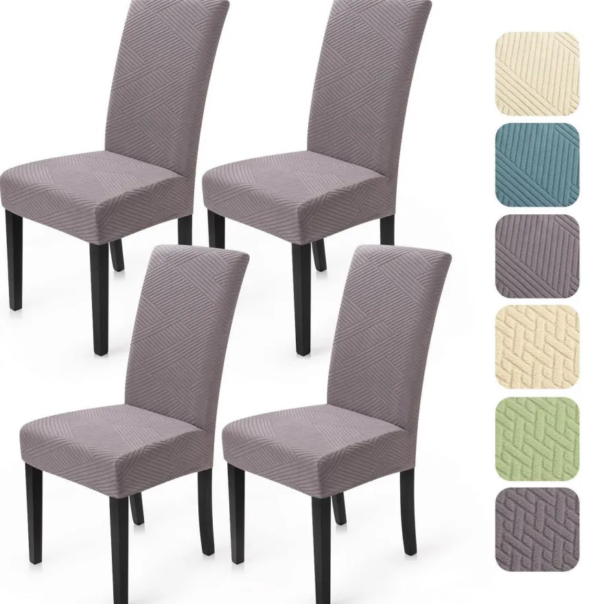 BalladHome Stuhlhussen 4er Set, moderne Twill Jacquard Stretch Stuhlbezüge für
