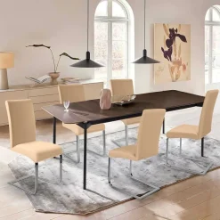 BalladHome Stuhlhussen 6 Stück, Beige - Elastische Stretchhusse für Küche