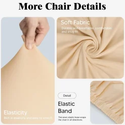 BalladHome Stuhlhussen 6 Stück, Beige - Elastische Stretchhusse für Küche