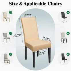 BalladHome Stuhlhussen 6 Stück, Beige - Elastische Stretchhusse für Küche