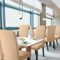 BalladHome Stuhlhussen 6 Stück, Beige - Elastische Stretchhusse für Küche