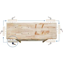 BAMATO Hobelbank WORK-1640 aus Massivholz Werkbank mit Spannzange 4 Schubladen