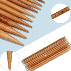 Bambus Doppelspitznadeln Set 13cm, Stricknadelspiel 55tlg 2,0-5,0mm