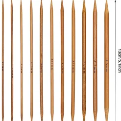 Bambus Doppelspitznadeln Set 13cm, Stricknadelspiel 55tlg 2,0-5,0mm