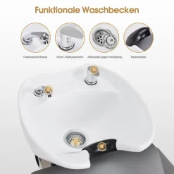 BarberPub Friseurstuhl mit Waschbecken 8611